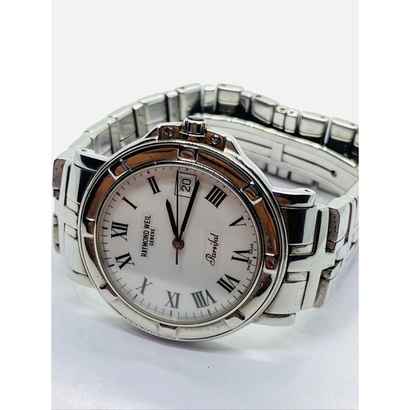 SOLD!!!Raymond Weil Parsifal 9551 Stainless Steel White Dial 6.75" - Picture 2 of 10
